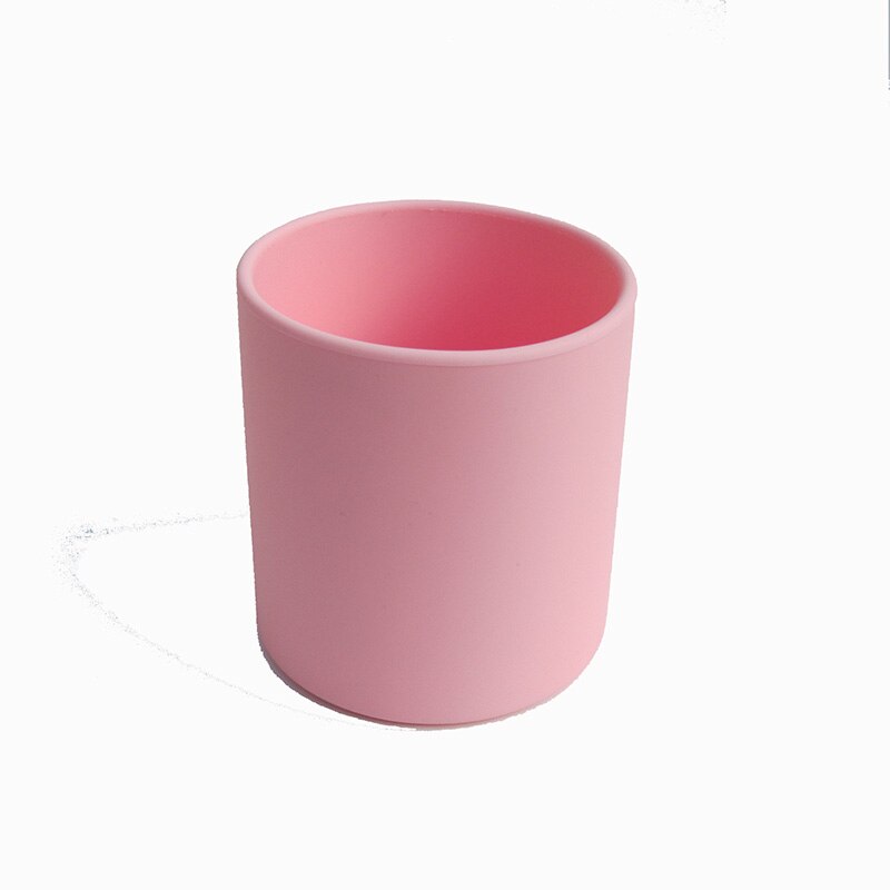 1PCS Baby Silicone Cup Food Grade Silicone kids Feeding Cup Infant Toddler Tableware Drinking Cup BPA Free 250ML Heat-resistant: pink