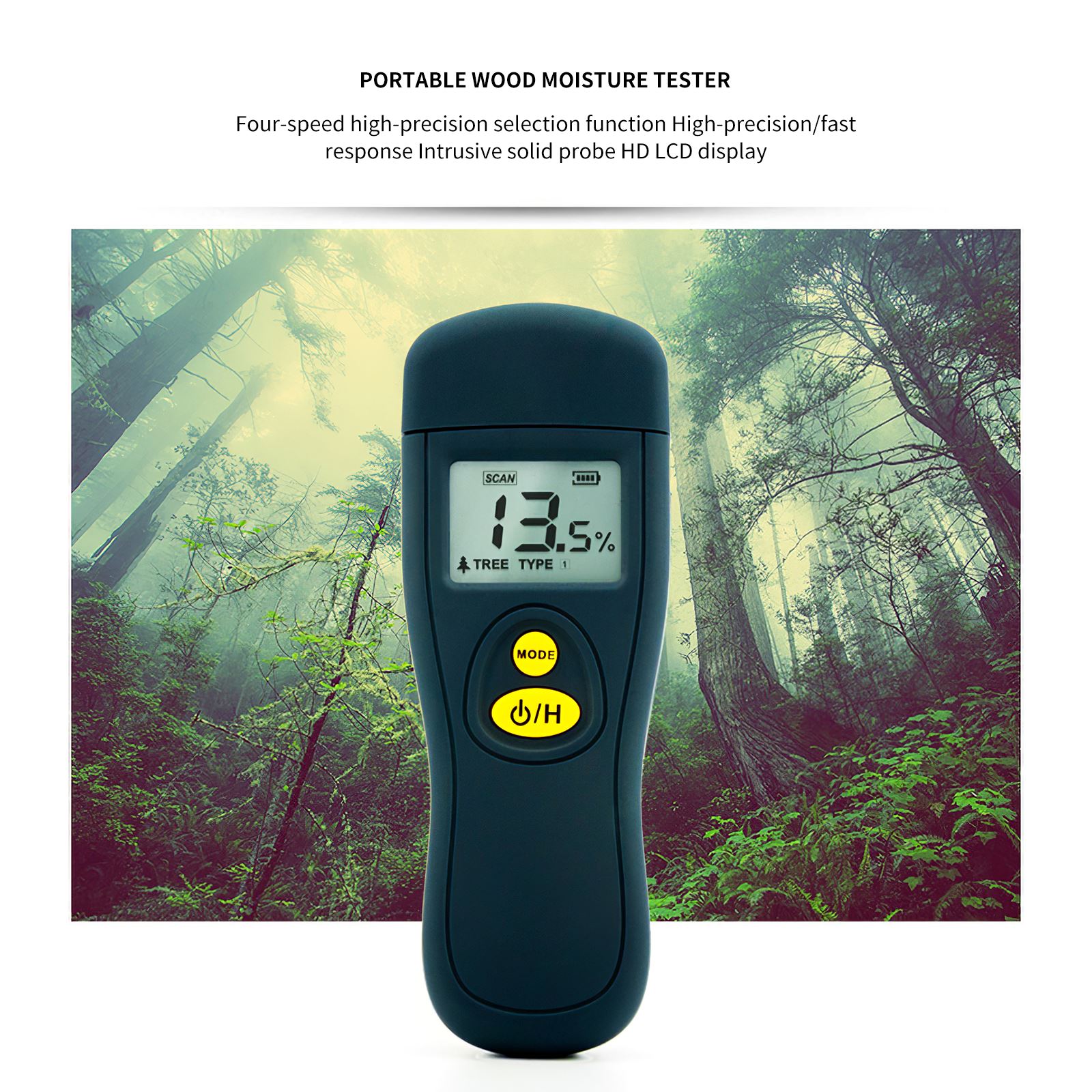 Higrómetro de humedad Digital para madera/cartón, medidor de humedad de madera/cartón, medición rápida y precisa de microondas, pantalla LCD