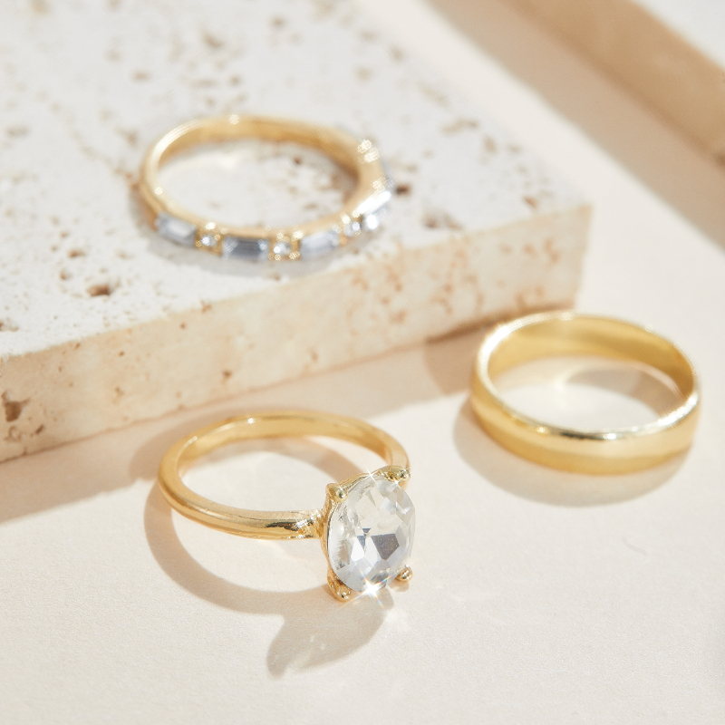 3 stk/sæt ovale cubic zircon ringe til kvinder luksuriøse aftagelige damesmykker brude vielsesring tilbehør