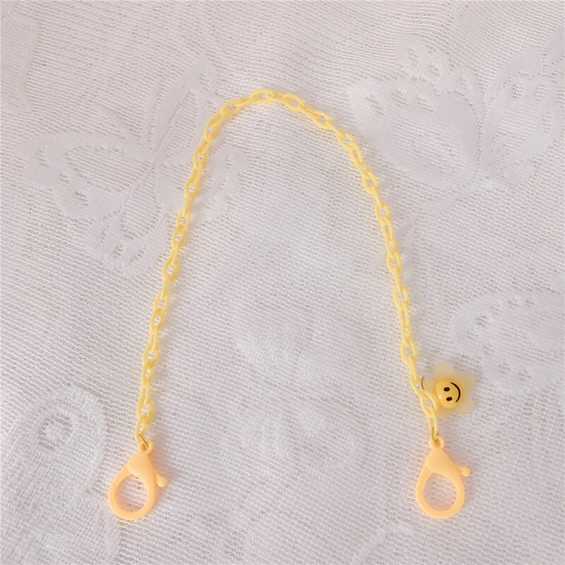 Cute Colorful Smily Anti-lost Face Cover Lanyard Adjustable Mask Chain for Women Neck Chain Glasses Strap Necklace Strap Holder: flower yellow