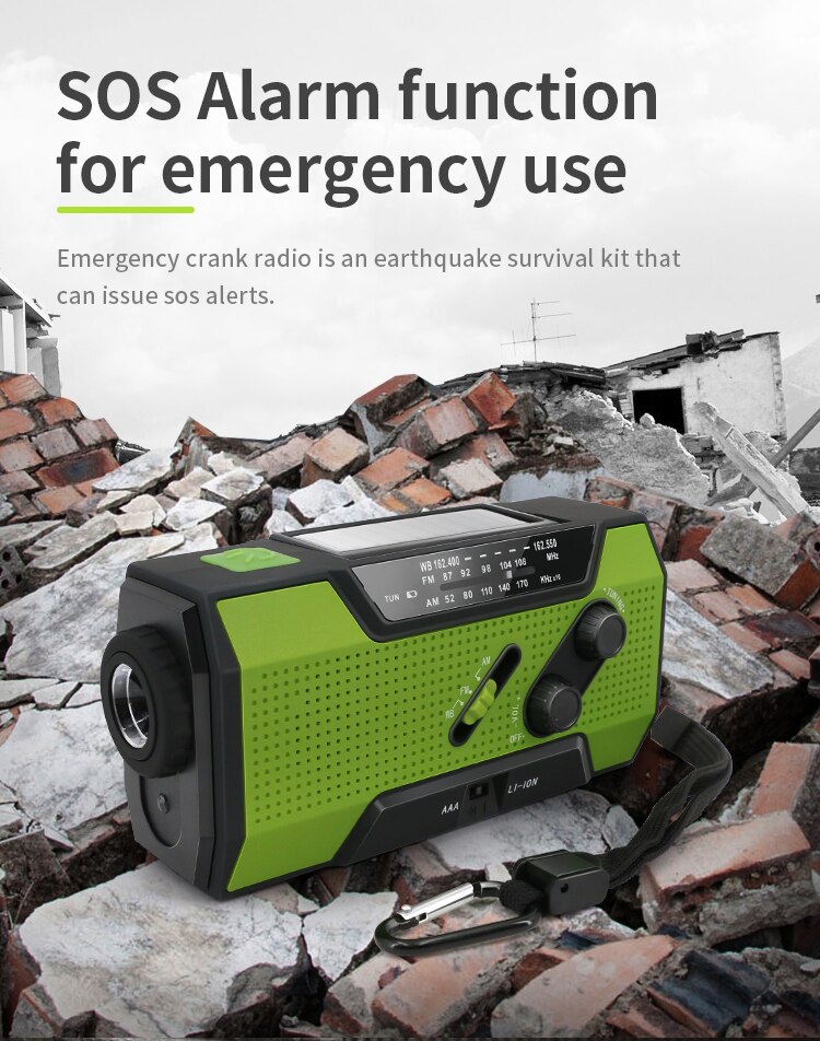 Solar Powerbank Radio 2000mAh Disaster Prevention Radio Multifunctional Portable Emergency Radio With LED Flashlight Solar Radio