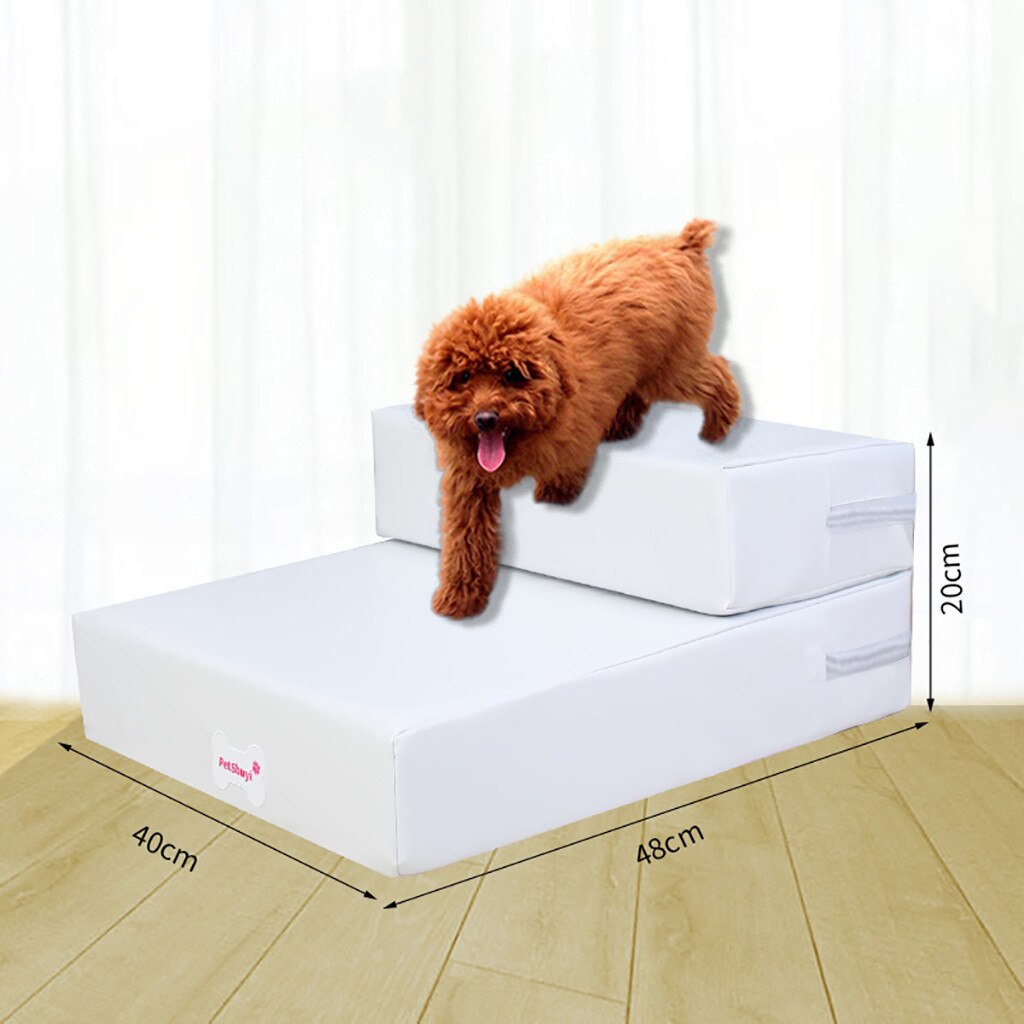 Waterproof Leather Foldable Pet Stairs Detachable Pet Bed Cat Dog Ramp 2 Steps Ladder For Small Dogs Puppy Cat Bed