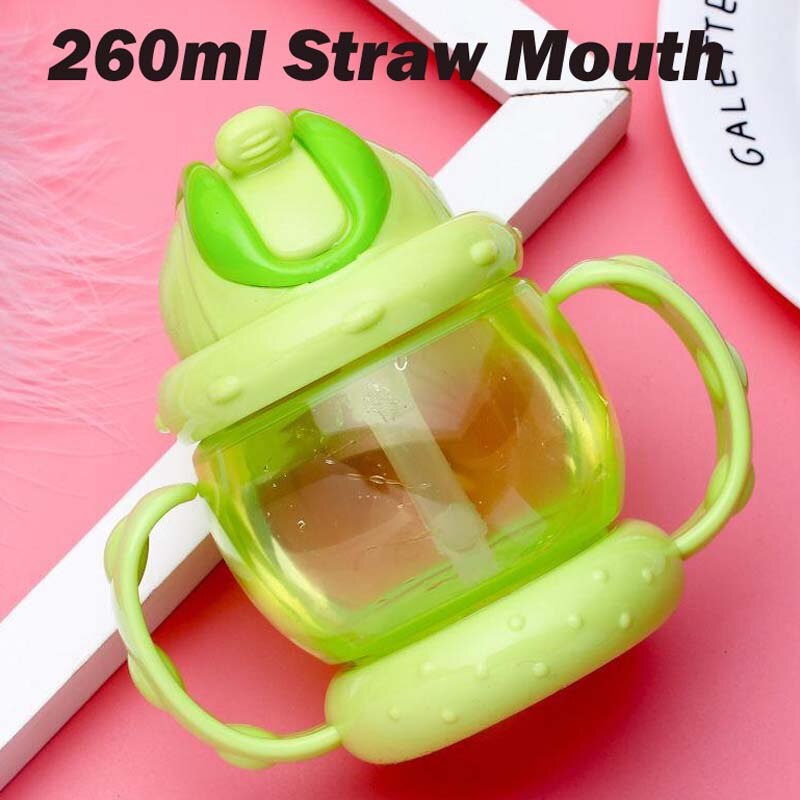 280ml Safety PP Material Children Straw Cup Drinking Bottle with Handles: Green Straw Cup