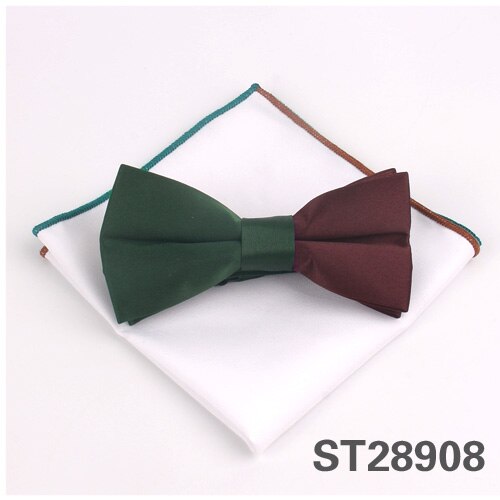 Solid Bowtie and Pocket Square Set Patchwork Bow Tie Suits Hanky Sets For Men Adult Ties Handkerchiefs Towels Scarves: ST28908