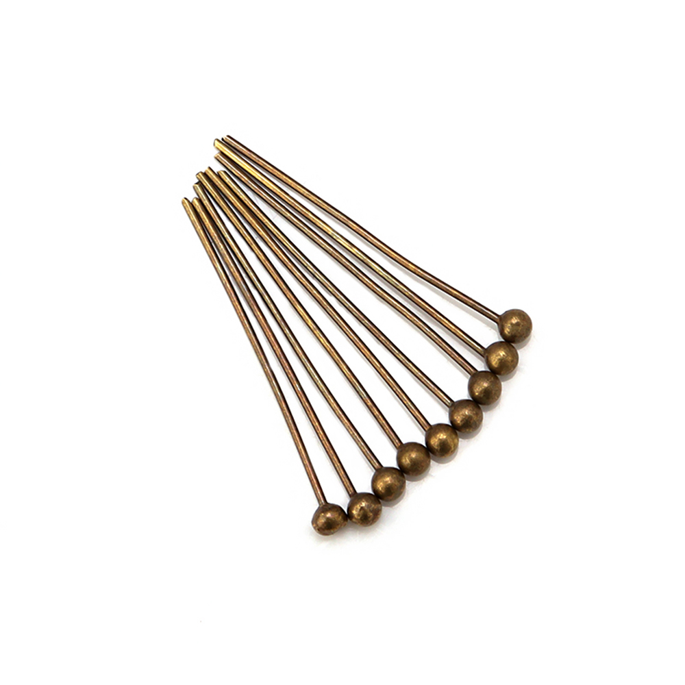 100/200 Uds. Alfileres de cabeza de bola de latón, alfileres de cabeza de bola chapados en oro para fabricación de joyas, alfileres de cuentas, suministros para hacer joyería DIY: 12 mm / Azul marino