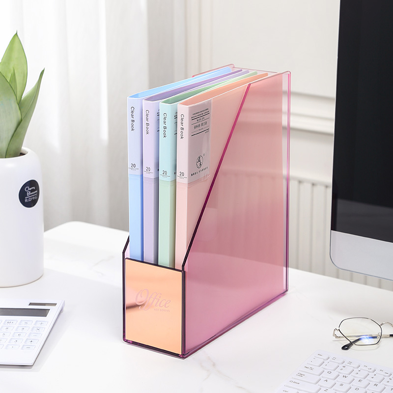 Organizador de escritorio para documentos, soporte acrílico antigolpes, caja de almacenamiento para casa, oficina, libros, documentos, estuche de lápices, estante, organizador de papelería