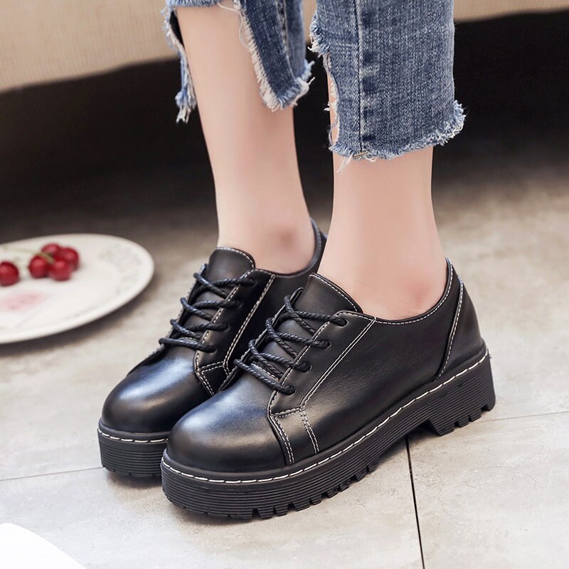Calzado para uniforme escolar japonés Jk zapatos de estudiante niñas mujeres Kawaii Lolita Soft Girl punta redonda plataforma zapatos de charol