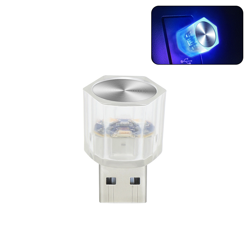 Bil usb ledet omgivelseslys billeselampe fargerik dekorativ lampe interiør atmosfære dekorasjoner lys tilbehør: Blå