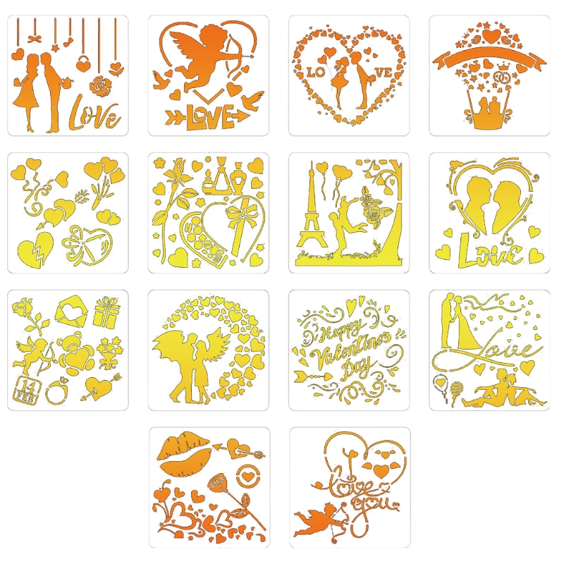 Lot De 25 Pochoirs En Plastique Swpeet - Motifs Variés Pour Scrapbooking, Journaling Et DIY - Formes Carrées