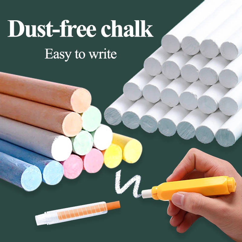 Dust-free/Non-dust Chalks Mix 6sets With Rotating/Magnetic Chalk Cover Chalk for Kids Teachers Classroom Chalkboard/Blackboard