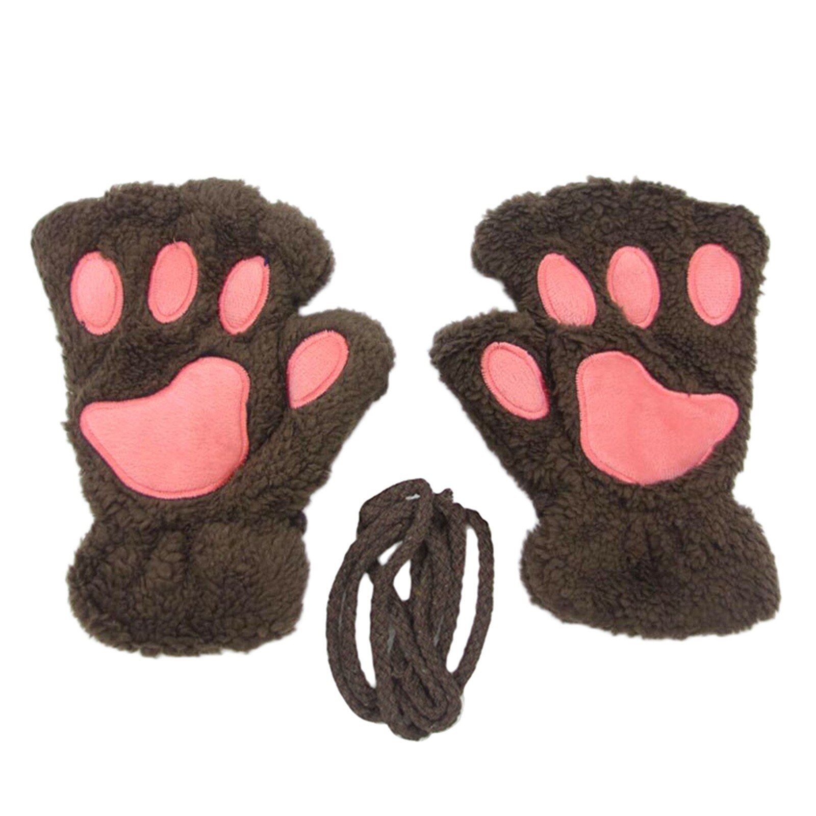 E Modieuze Vrouw Leuke Cartoon Beer Poot Kat Klauw Verdikte Halterneck Handschoenen Lichtgewicht En Comfortabele Materialen