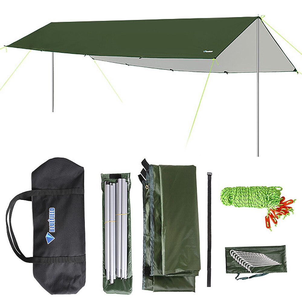 3X5M Luifel Waterdicht Tarp Tent Schaduw Met Pole Vouwen Camping Luifel Ultralight Strand Zon Onderdak Voor Camping wandelen