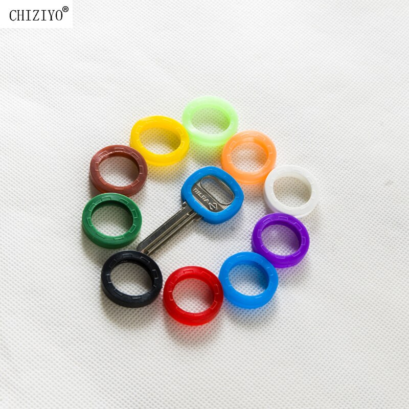 Chiziyo nyeste 10 stk lyse farver hule silikone nøglehætte dækker topper nøglering nøgleringe bilhus nøglecase