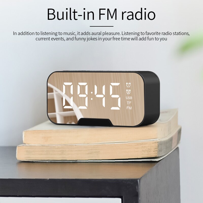 Multifunction Digital Clock Bluetooth Speaker With FM Radio Wireless Subwoofer Music Player Dual Alarm Clock LED Mirror Clocks