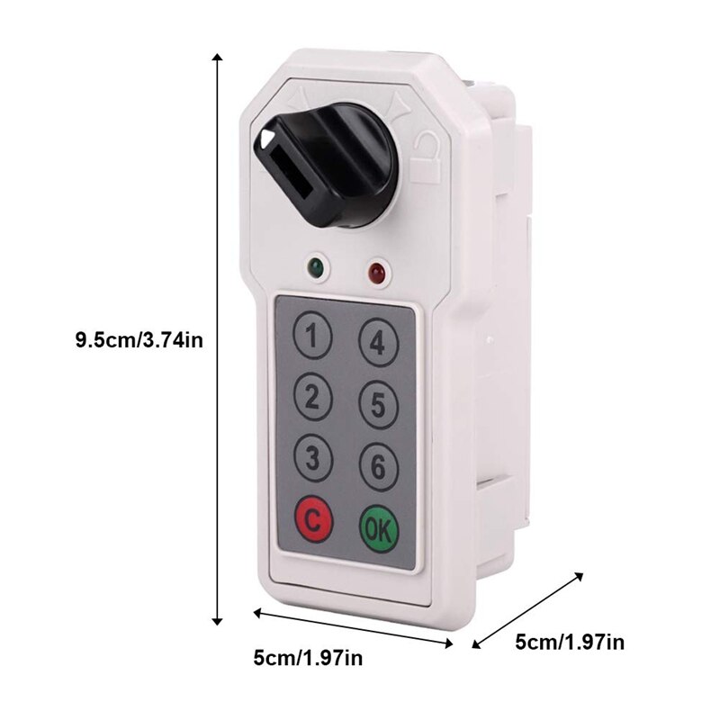 6 Digit Code Combination Lock Convenient Cam Password Security Lock for Cabinet (with a Key,Without Battery)