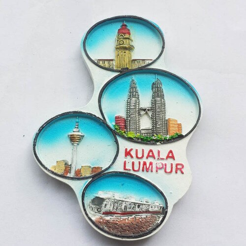 Malaysia Greece Fridge Magnets Tourist Souvenir Melaka Kuala Lumpur 3d Resin Relief Scenery Refrigerator Sticers Home Decor