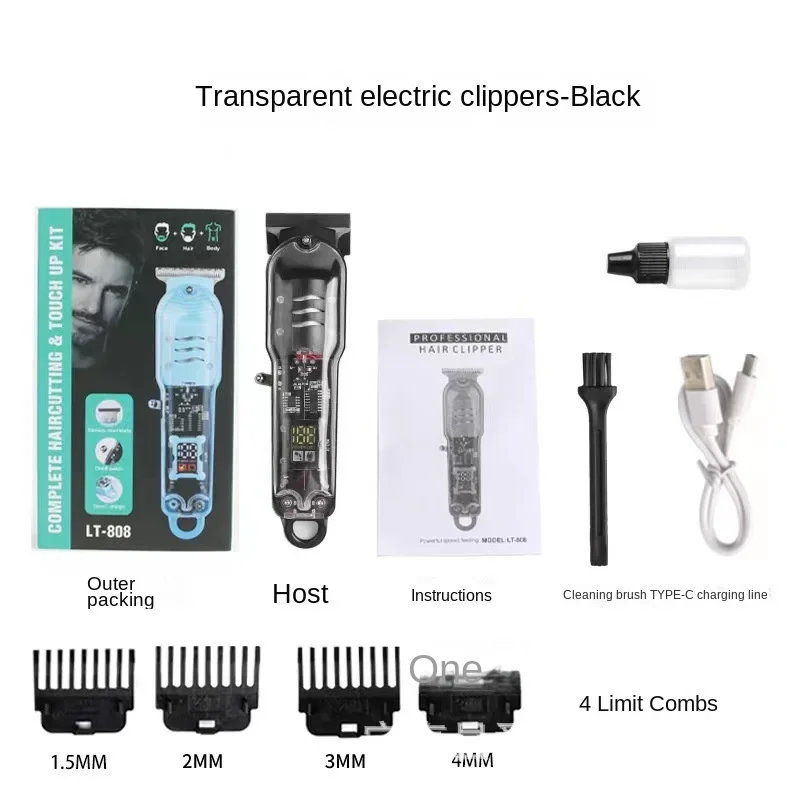 Hair Cutting Machine Rechargeable Clipper Transparent Electric Hair Trimmers For Men Cordless Hair Cut Machine