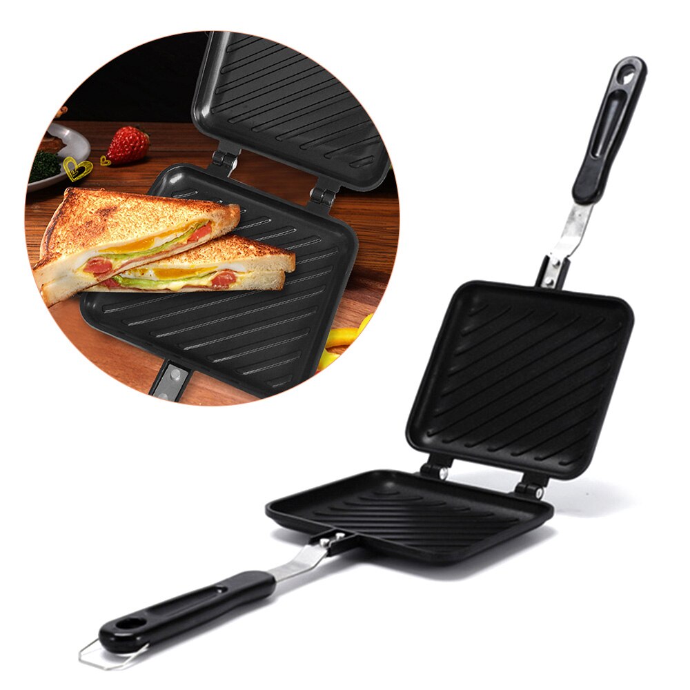 Double-Sided Sandwich Pan Non-Stick Foldable Grill Frying Pan For Bread Toast Breakfast Machine Pancake For Kitchen Supplies