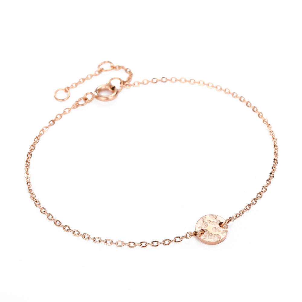 Minimalistische Rvs Streep Oppervlak Wafer Ronde Armbanden Voor Vrouwen Temperament Ketting Hanger Elegante Armband Sieraden: 6mm Rose Gold