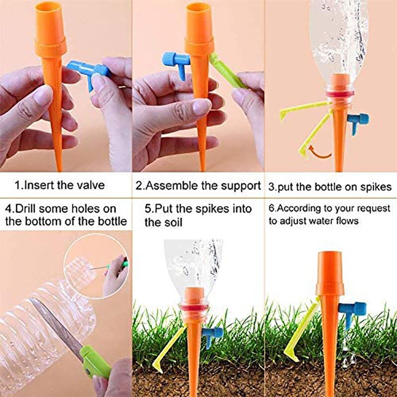 1-18PCS Auto Drip Irrigation Watering System Dripper Spike Garden Household Plant Watering Device Plant Garden Gadgets