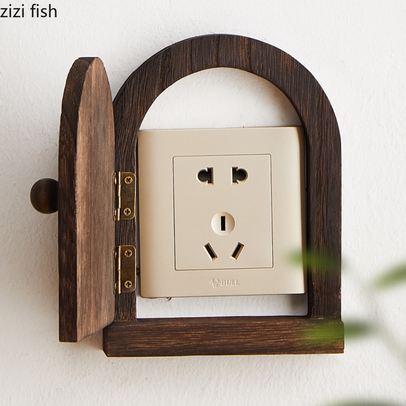 Wood Switch Sticker Switch Protective Sleeve Decoration Crafts Wall Accents Socket Trim Frame Protective Cover Wall Decoration