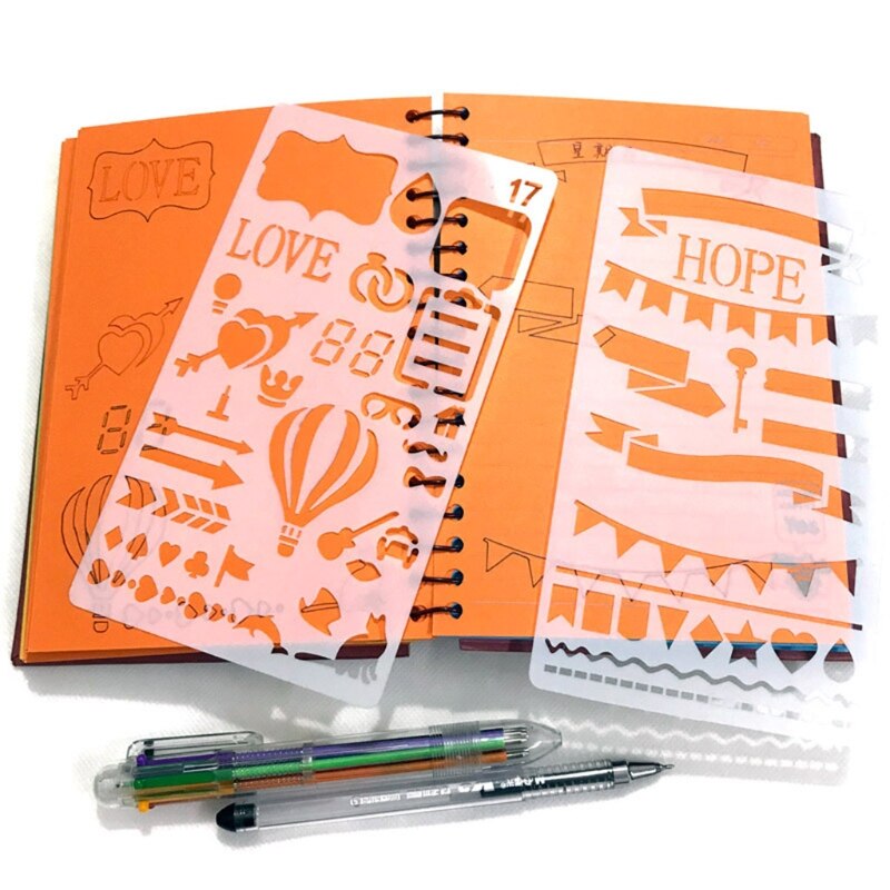 Pochoirs à puces pour Journal intime, modèle de dessin, règle, modèle de peinture, bricolage, C5AE