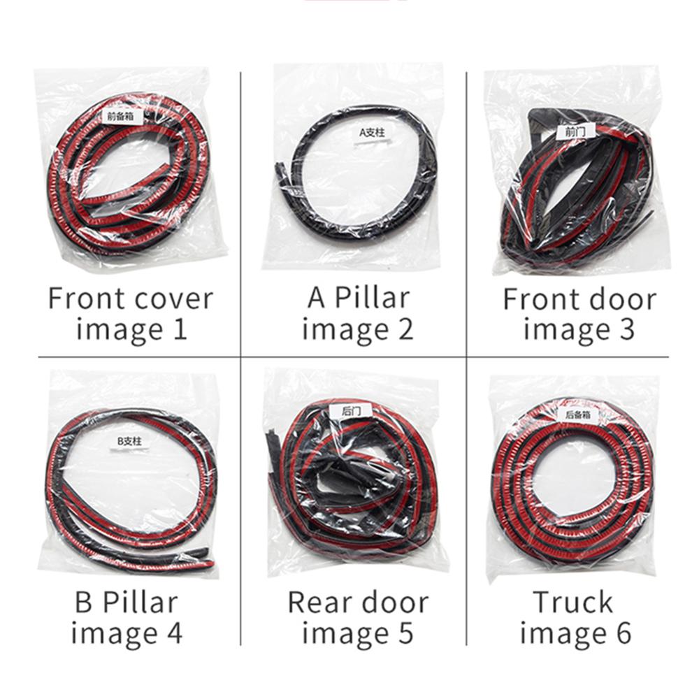 6pcs For Tesla Model 3 Door Seal Kit Soundproof Rubber Weather Draft Seal Strip Wind Noise Reduction Kit Car Accessories