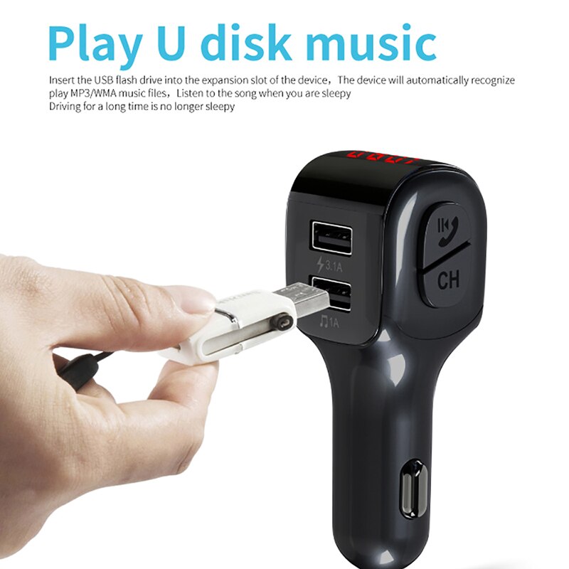Bluetooth 5.0 mp3 Dual USB Charger Car Player FM Transmitter 3.1A smart Fast Charge FM transmitter Support TF Card Car Kit