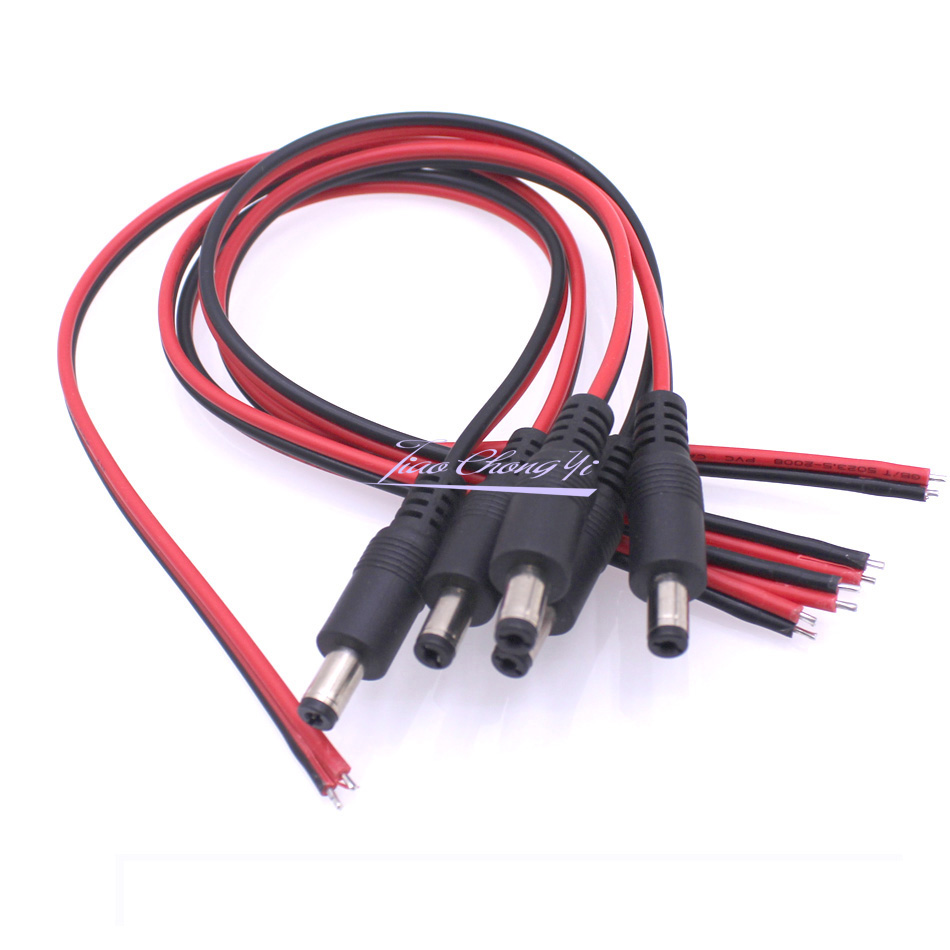 16AWG 5.5*2.5mm/2.1mm prise d'alimentation cc de avec fil bricolage prise femelle et mâle connecteur cc adaptateur de prise DC12V-24V X 1 pièces: Gris foncé / Connecteur du panneau
