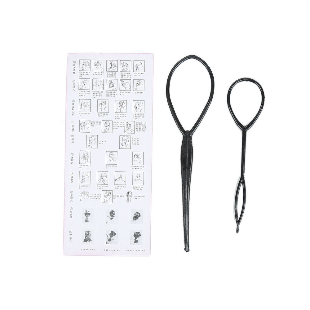 2pcs Magic Hair Braiding Twist Curler Styling Set DIY Styling Tool Kit Hairpin Holding Braiders Pull Hair Ponytail