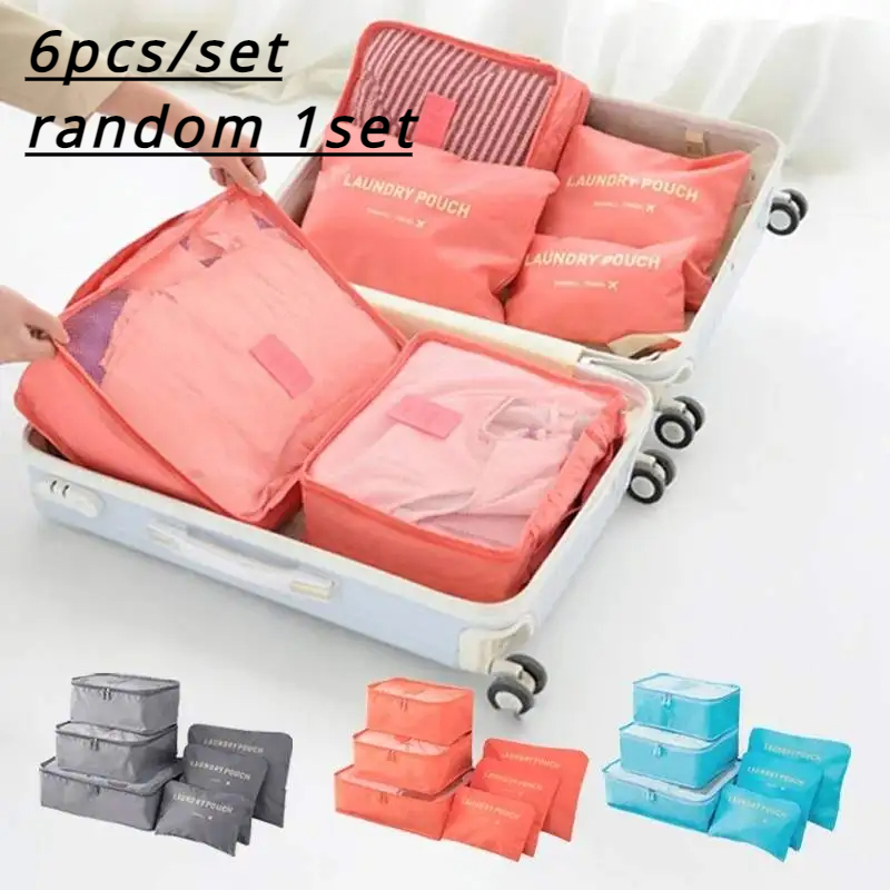 7Pcs Travel Organizer Storage Bags Wardrobe Cube Suitcase Packing Cubes Set Storages Luggage Clothes Shoe Pouch Folding: Yellow