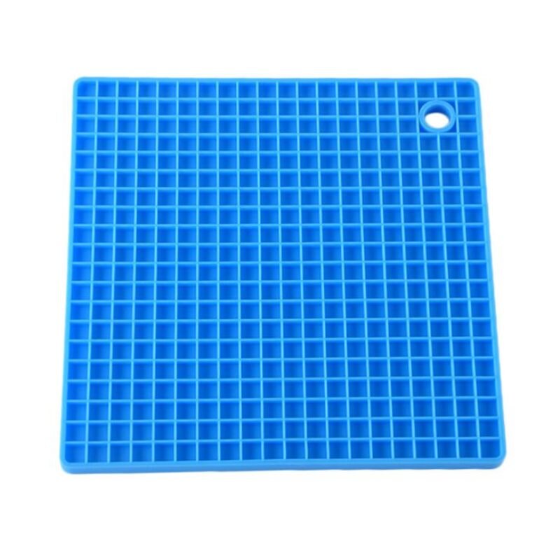 Dikke vierkante honingraat siliconen placemat isolatie pad antislip waterdichte eettafel cup pad onderzetters: Blauw