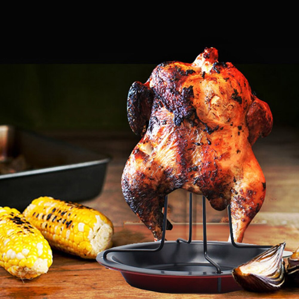 Soporte de pollo asado parrilla Cocina Barbacoa bandeja de acero