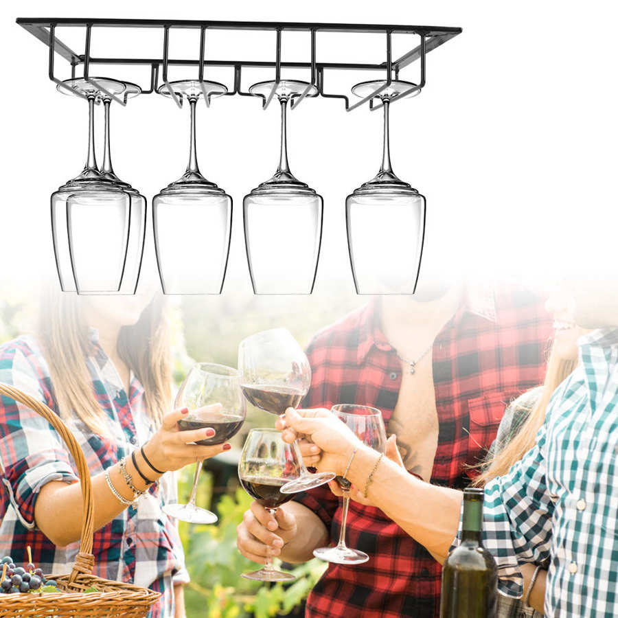 Household Glass cup Rack Wine Cup Storage Holder Hanging Shelf Goblet Storage Hanger Home Bar Display Stand Bracket Decoration
