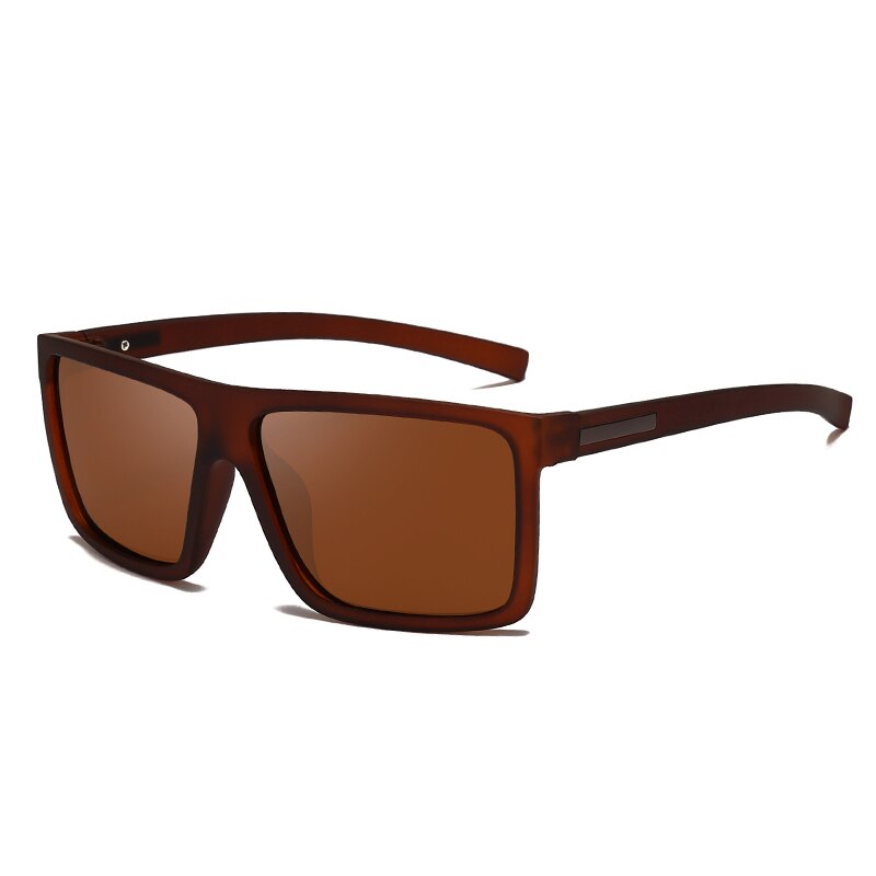 OVZA Men Sunglasses Polarized Flat Top Sunglasses Brand Driving Sun glasses Male Rectangle Style: Brown