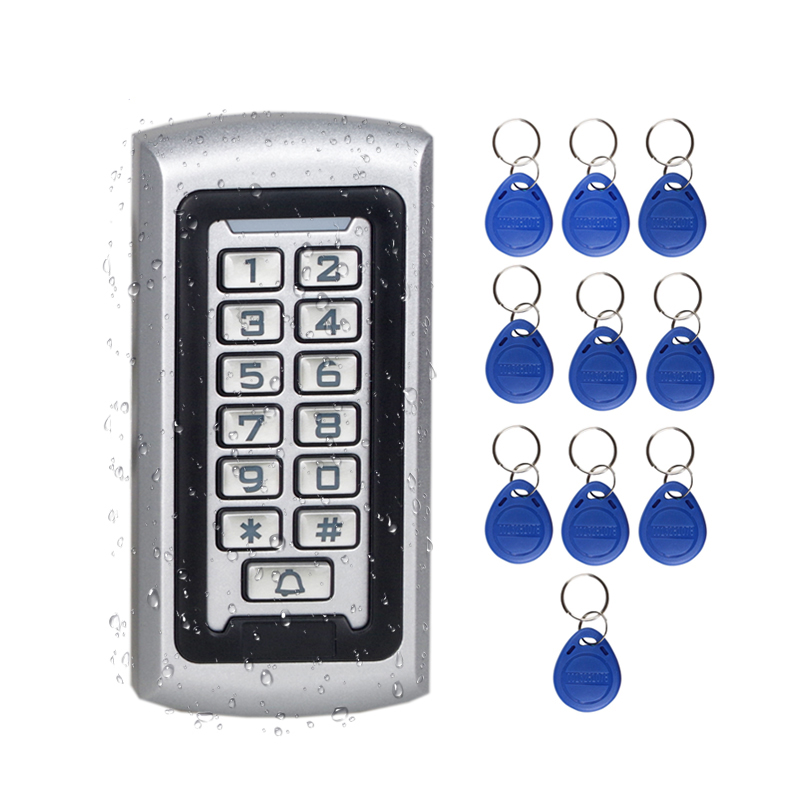 2000Users Metal Stainless Steel RFID Access Control Keypad IP68 Waterproof Outdoors Card Reader Security 12V/24V DC and AC: Crystal Button