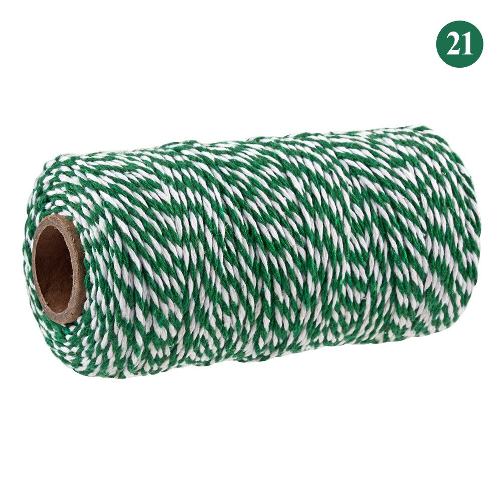 Hilo de algodón colorido para manualidades, hilo de macramé, para envolver , decoración de boda, 100 m/rollo: Green white