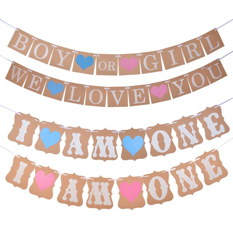 I AM One Birthday Banners Boy Or Girl Birthday Garlands One 1st Birthday Banners We Love You Happy Birthday Decor Kids Boy Girl