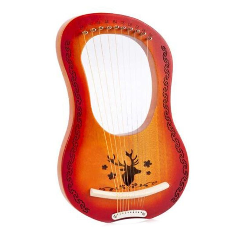 Lyrharpa 10 -strängad harpa heptachord mahogny lutharpa med graverade toner, för musikälskare nybörjare barn vuxen