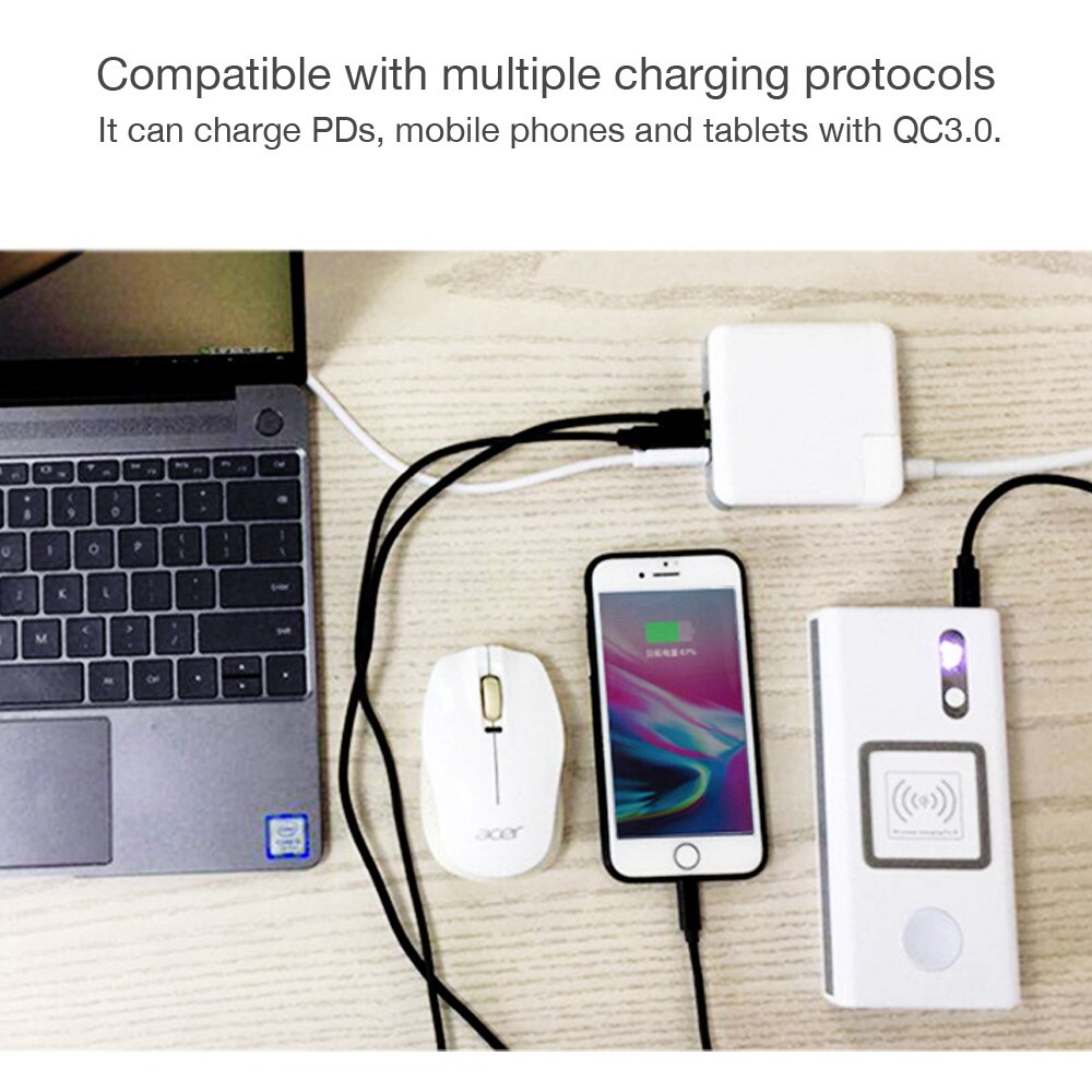 Type-c usb c-stroomadapter  pd 61w qc3.0 18w- oplader voor huawei/samsung/google voor ipad iphone macbook (usb-c-kabel)