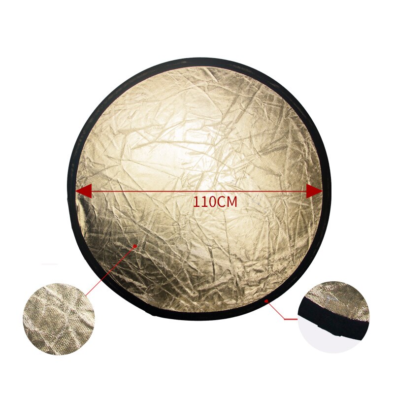 110CM 43" 2 in 1 Reflector Round Flash Photo Studio Collapsible Light Reflector Gold Silver Photography Reflector
