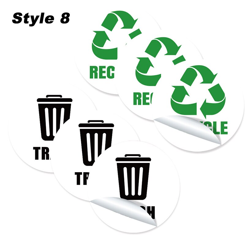 6pc Trash Bin Classification Sticker Home Self-adhesive Is Recyclable Classification Sign Trash Can Decal: Style8