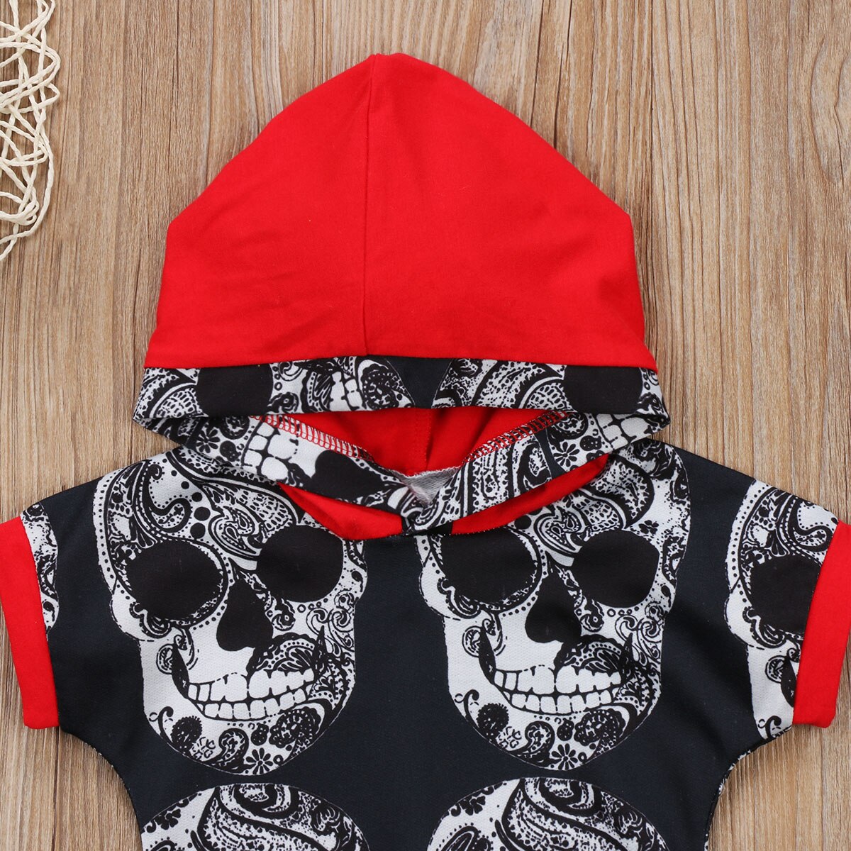 Toddler Kids Baby Boy Halloween Hooded Short Sleeve Pullovers Covered-Button Romper Jumpsuit Outfits Clothes