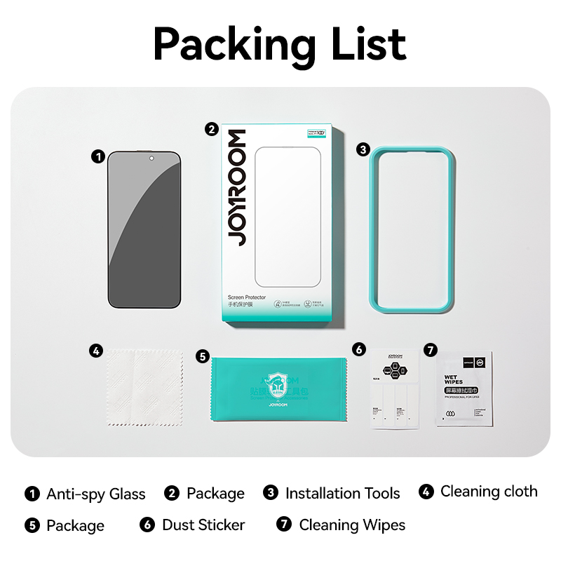 Joyroom 1/2 Uds vidrio antiespía para iPhone 16 15 Pro Max vidrio para iPhone 16 15 14 13 12 Pro Max película protectora de pantalla de privacidad