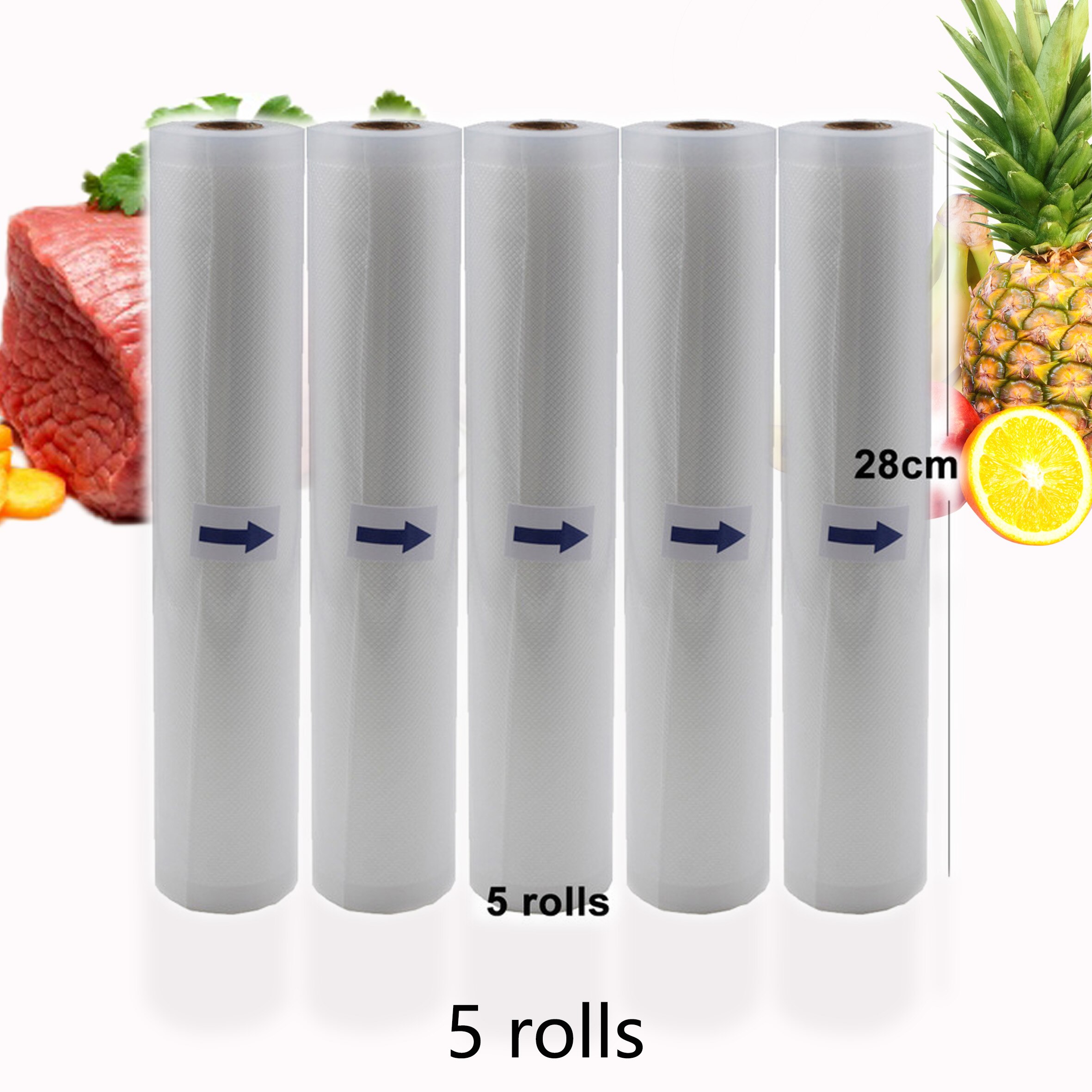 BPA FREE 5 Rolls/Lot Kitchen Food Vacuum Bag Storage Bags for Vacuum Sealer Food Keep Packing 12+15+20+25+28cm*500cm: 28cm