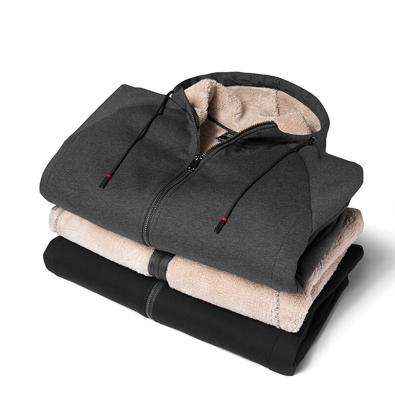 Felpe con cappuccio in velluto invernale plus Cardigan da uomo giacca in cotone Cashmere di agnello top sportivo con cappuccio felpe con cappuccio tinta unita da uomo felpe con cappuccio