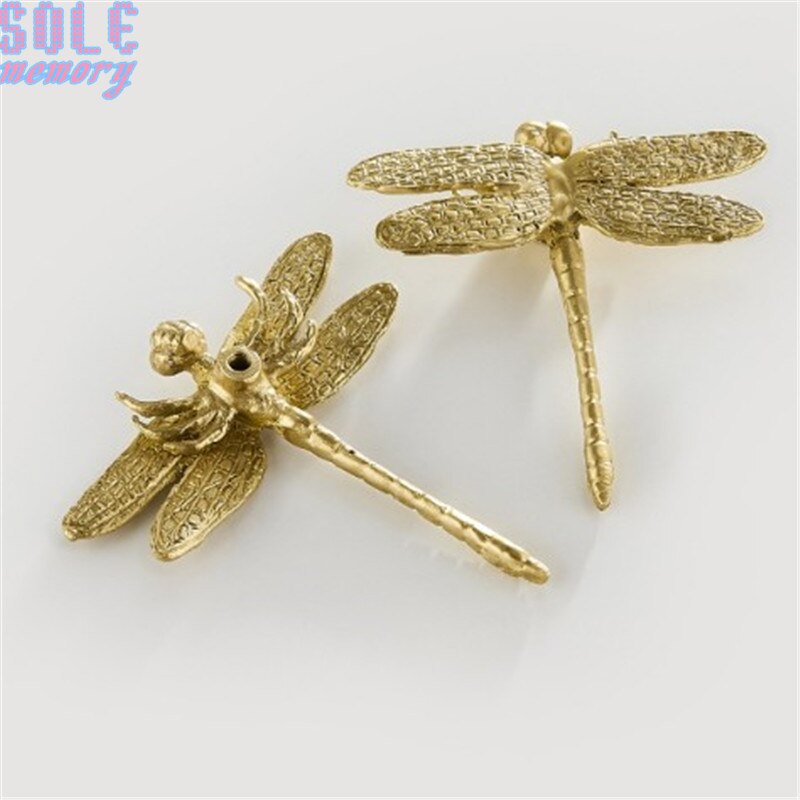 Luxury Brass Dragonfly butterfly Door Handle Cupboard Drawer Pull Kitchen Cabinet Wardrobe knobs Kids Room Hardware