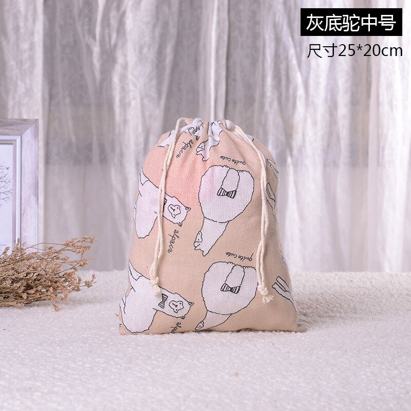 Cotton Linen Cat Pattern Beam Drawstring Bag Cosmetic Bag Travel Makeup Case Organizer Women Men Shoes Zakka Storage Pouch: 1 M