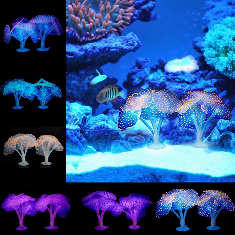 Aquarium Gloeiende Kunstmatige Kwallen Siliconen Gesimuleerde Waterplanten Fluorescerende Vivid Kwallen Aquarium Decor E2