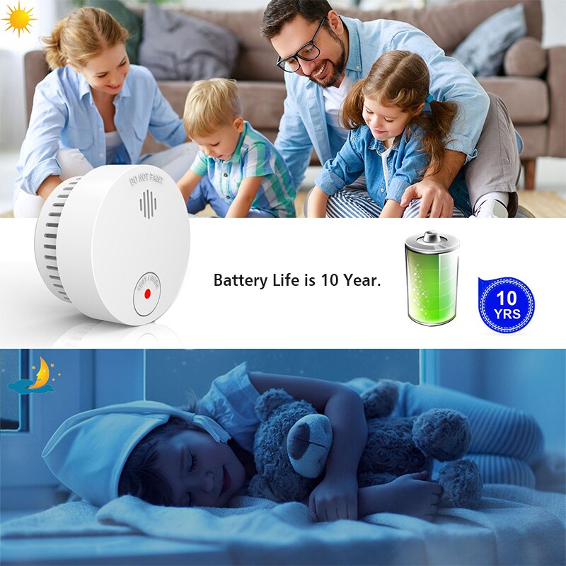 Mini independent Smoke Detector sensor Simple Standalone Smoke Alarm for Home,Fire Equipment Safety Products, Easy Install